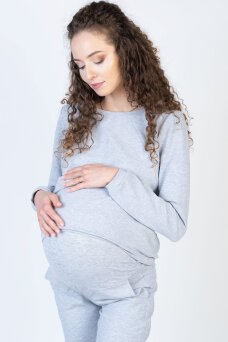 Bluza damska ciążowa i do karmienia MEGI jasnoszary