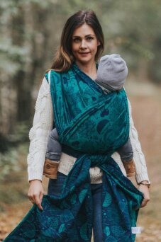 Żakardowa chusta do noszenia dzieci, bawełna - POD LIŚCIEM XL