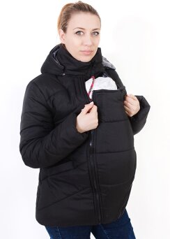 Kurtka zimowa 3w1 panel ciążowy, panel do noszenia dziecka w chuście - czarna