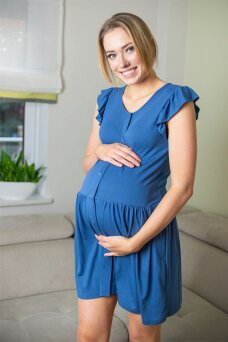 Sukienka/Koszula ciążowa i do karmienia na napy - niebieska 318