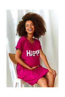 Koszula ciążowa Happy Mommy oraz idealna do karmienia z suwakami fuksja 9504