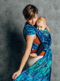 Żakardowa chusta do noszenia dzieci, 100% bawełna - PARK JURAJSKI - EWOLUCJA - rozmiar XL